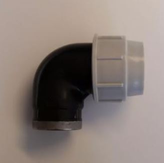 PVC RVS Knie 90° Met Koppeling Binnendraad 50mm 2’’