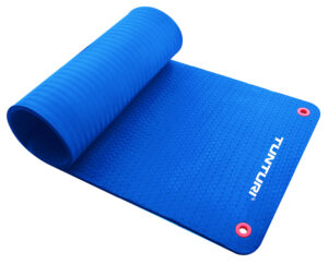 Tunturi Pro Fitnessmat - Yogamat - Gymnastiekmat - Oefenmat - 180 cm x 60 cm x 1,5 cm - Blauw - incl. gratis fitness app
