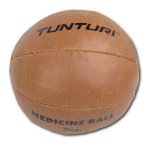 Tunturi Medicijnbal - Medicine Ball - Wall Ball  - 2kg - Kunstleder - Bruin - incl. gratis fitness app