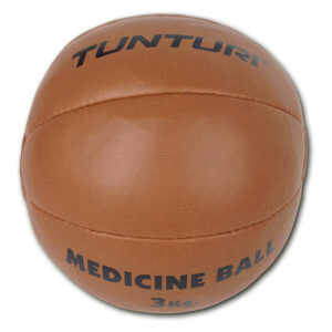 Tunturi Medicijnbal - Medicine Ball - Wall Ball  - 3kg - Kunstleder - Bruin - incl. gratis fitness app