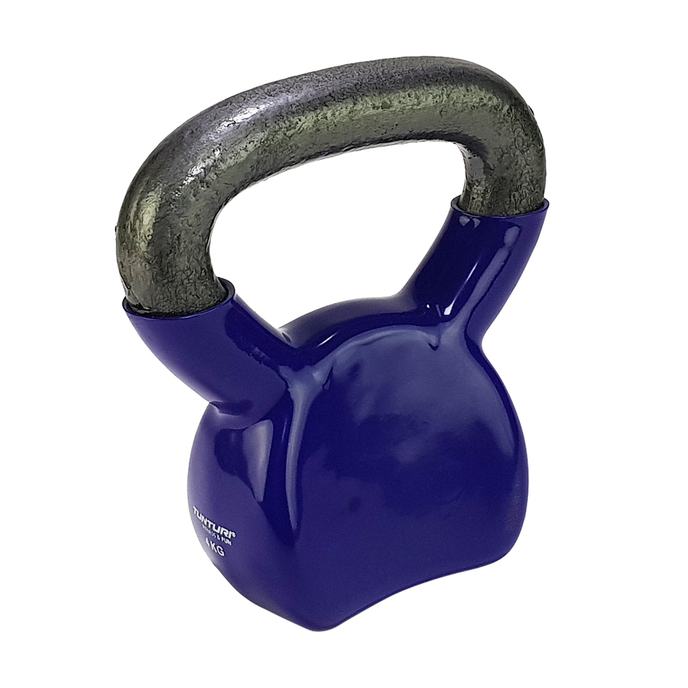 Tunturi Kettlebell - Vinyl - 4 kg - Paars - incl. gratis fitness app