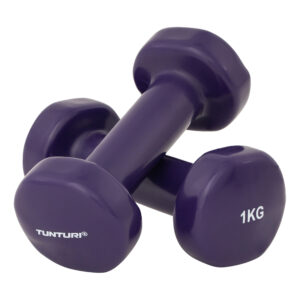 Tunturi Dumbbell set - 2 x 1,0 kg - Vinyl - Paars - Incl. gratis fitness app