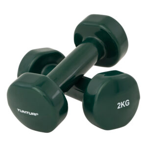 Tunturi Dumbbell set - 2 x 2,0 kg - Vinyl - Groen - incl. gratis fitness app