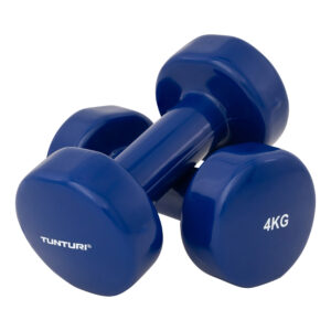 Tunturi Dumbell set - 2 x 4,0 kg - Vinyl - Blauw - Incl. gratis fitness app
