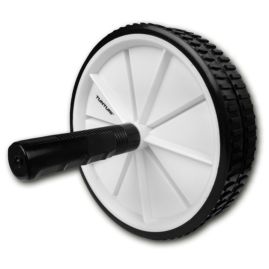 Tunturi Dubbele Trainingswiel - Buikspiertrainer - Buikspierapparaat - Buikspierwiel - Zwart - incl. gratis fitness app