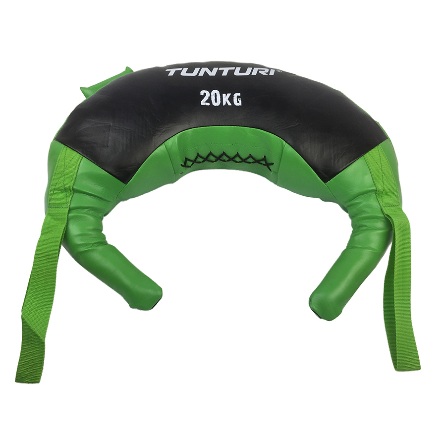 Tunturi Bulgarian bag gewicht 20kg - Fitness sandbag voor krachttraining - Powerbag Groen - incl. gratis fitness app
