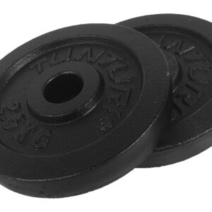 Tunturi Halterschijven - Halter gewichten - 2 x 2,50 kg - Ø 30 mm - Gietijzer - Incl. gratis fitness app