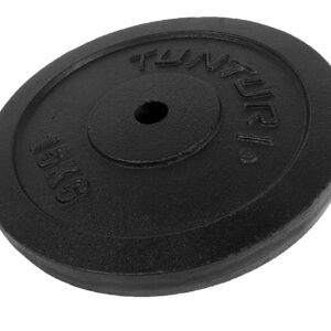Tunturi Halterschijf - Halter gewichten - 1 x 15 kg - Ø 30 mm - Gietijzer - Incl. gratis fitness app