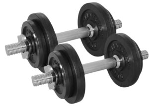 Tunturi Gewichten gietijzer totaal 20kg - Halterset met schoefsluiting - Dumbbells 2 stuks - 30mm - incl. gratis fitness app