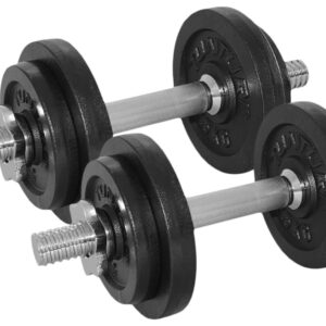 Tunturi Gewichten gietijzer totaal 20kg - Halterset met schoefsluiting - Dumbbells 2 stuks - 30mm - incl. gratis fitness app
