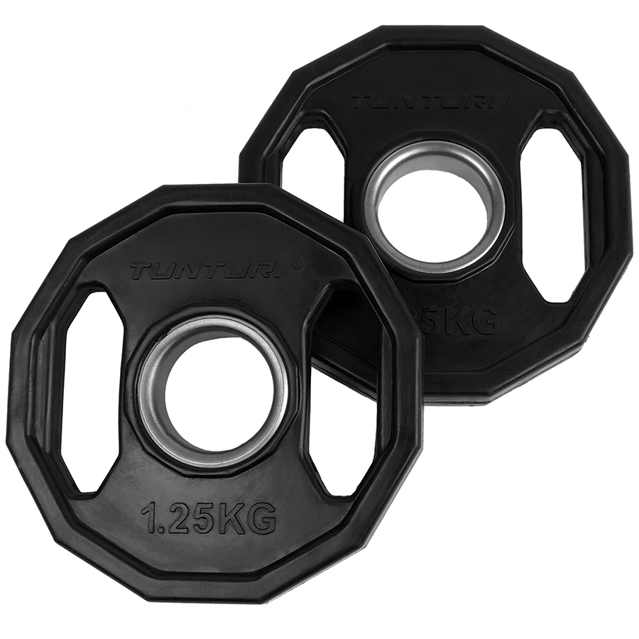 Tunturi Olympische Halterschijven - Halter gewichten - 2x 1,25kg - 50mm - Rubber - incl. gratis fitness app