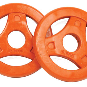 Tunturi Aerobic Halterschijven - Halter gewichten - 2x 0.5 kg - 30mm - Oranje - incl. gratis fitness app