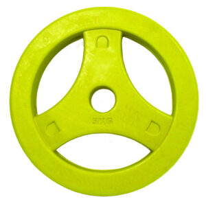 Tunturi Aerobic Halterschijf - Halter gewichten- 1x 5 kg - 30mm - Geel - incl. gratis fitness app
