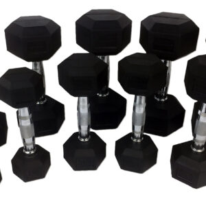 Tunturi Rubber Dumbbell Set - Dumbellset - 1-10 kg (10 sets - 1 t/m 10 kg) - incl. gratis fitness app