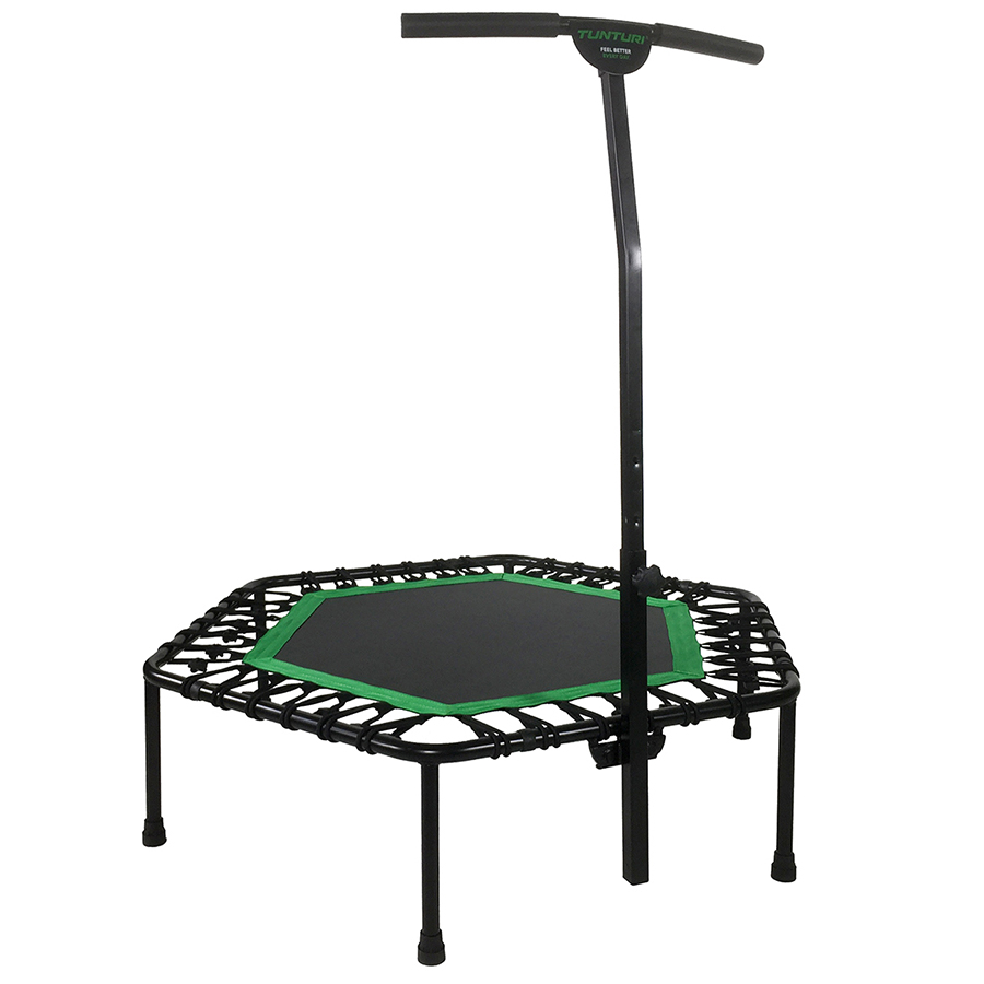 Tunturi Hexagon Fitness trampoline - Mini trampoline met in hoogte verstelbare handgreep - Incl. beschermhoes - incl. gratis fit