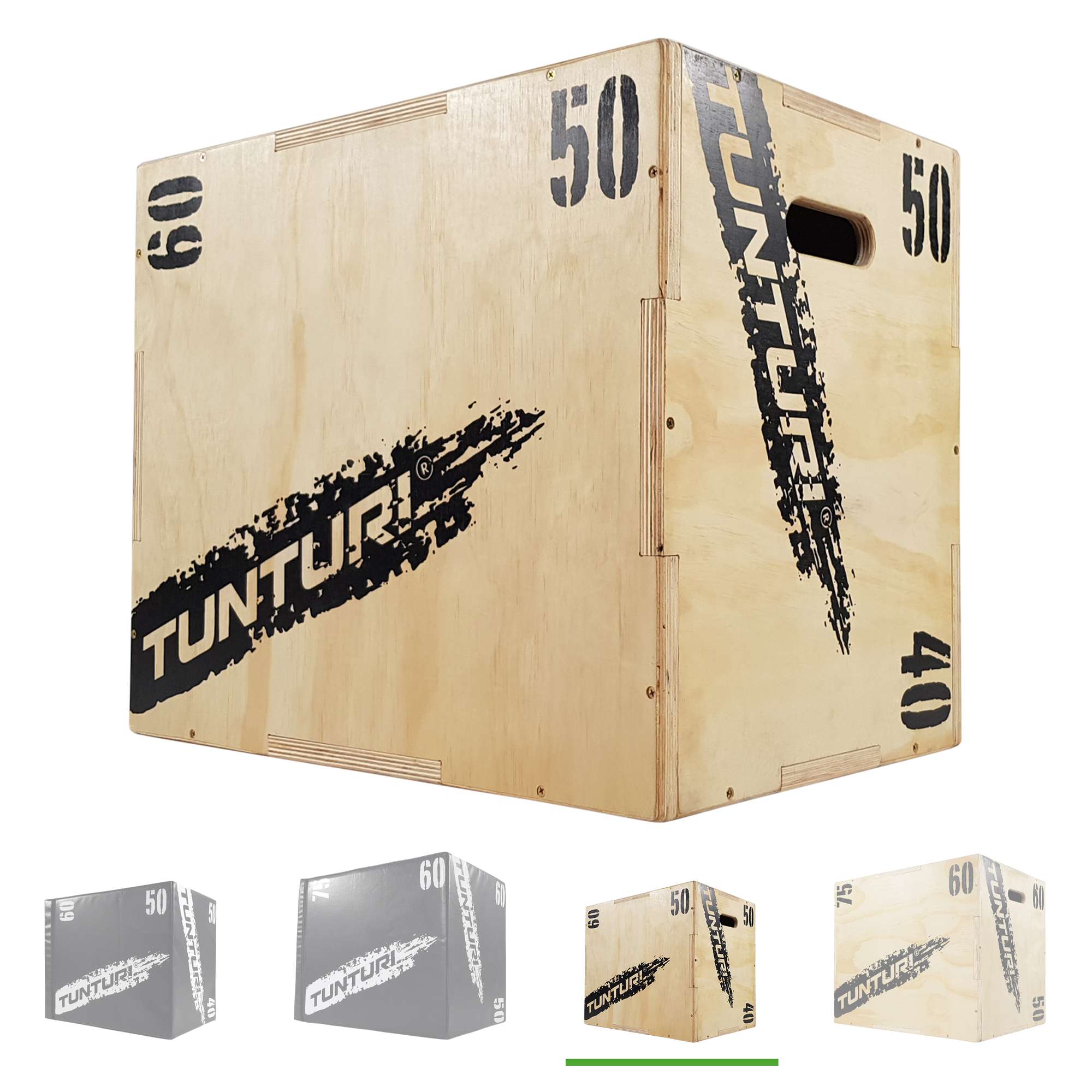 Tunturi Plyo Box voor krachttraining - Houten fitness kist - Jump box 40/50/60cm - incl. gratis fitness app