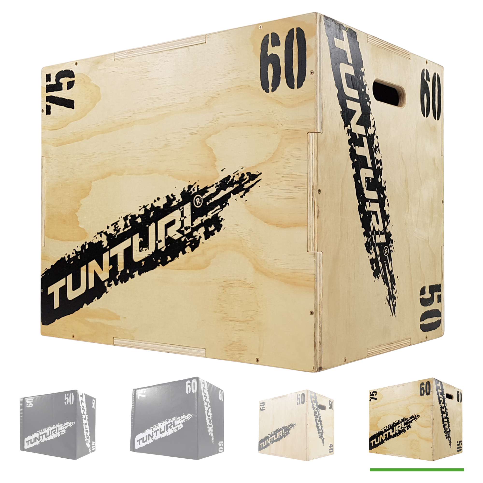 Tunturi Plyo Box voor krachttraining - Houten fitness kist - Jump box 50/60/75cm - incl. gratis fitness app