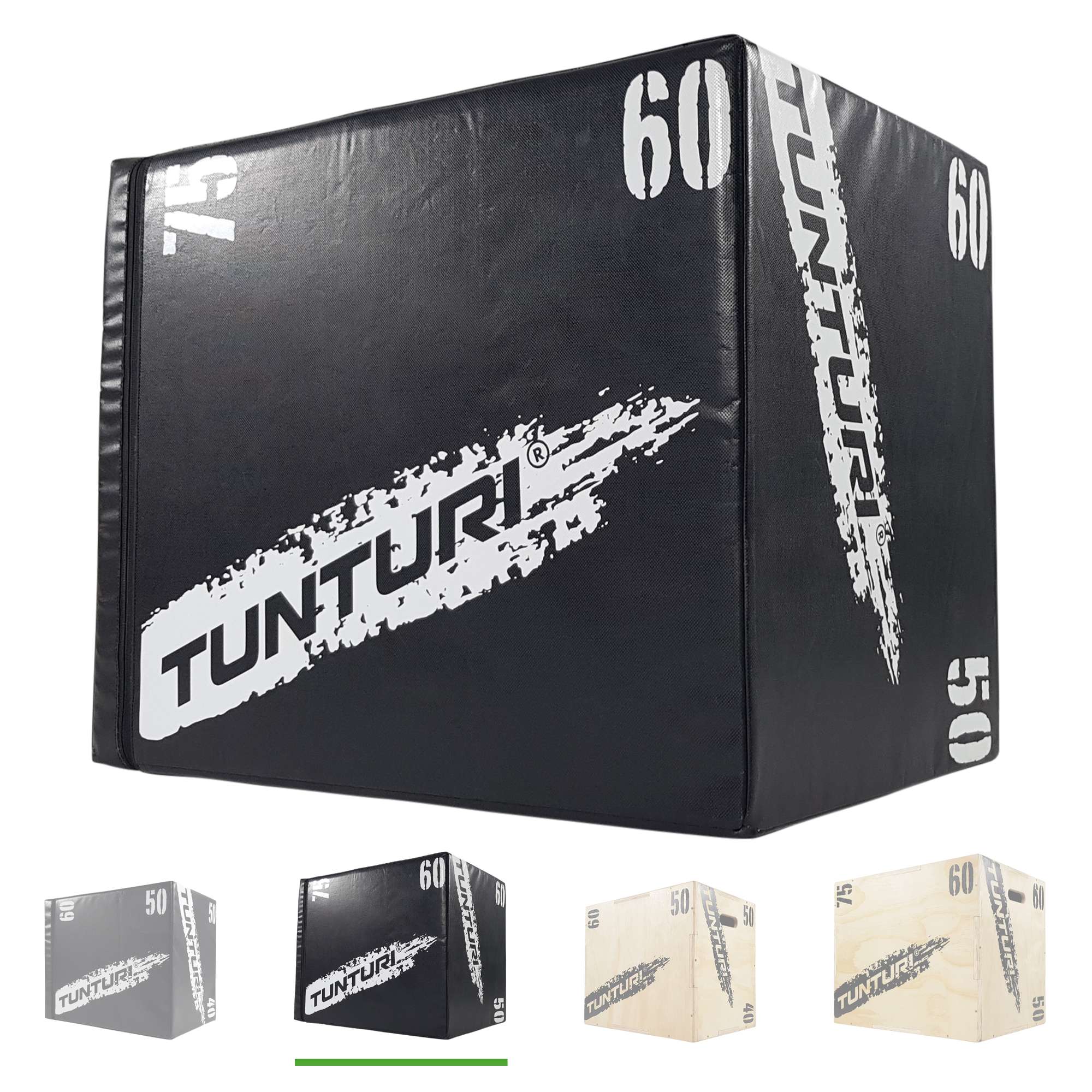 Tunturi Plyo Box voor krachttraining - Houten fitness kist met soft cover gemaakt van EVA materiaal - Jump box 50/60/75cm - incl