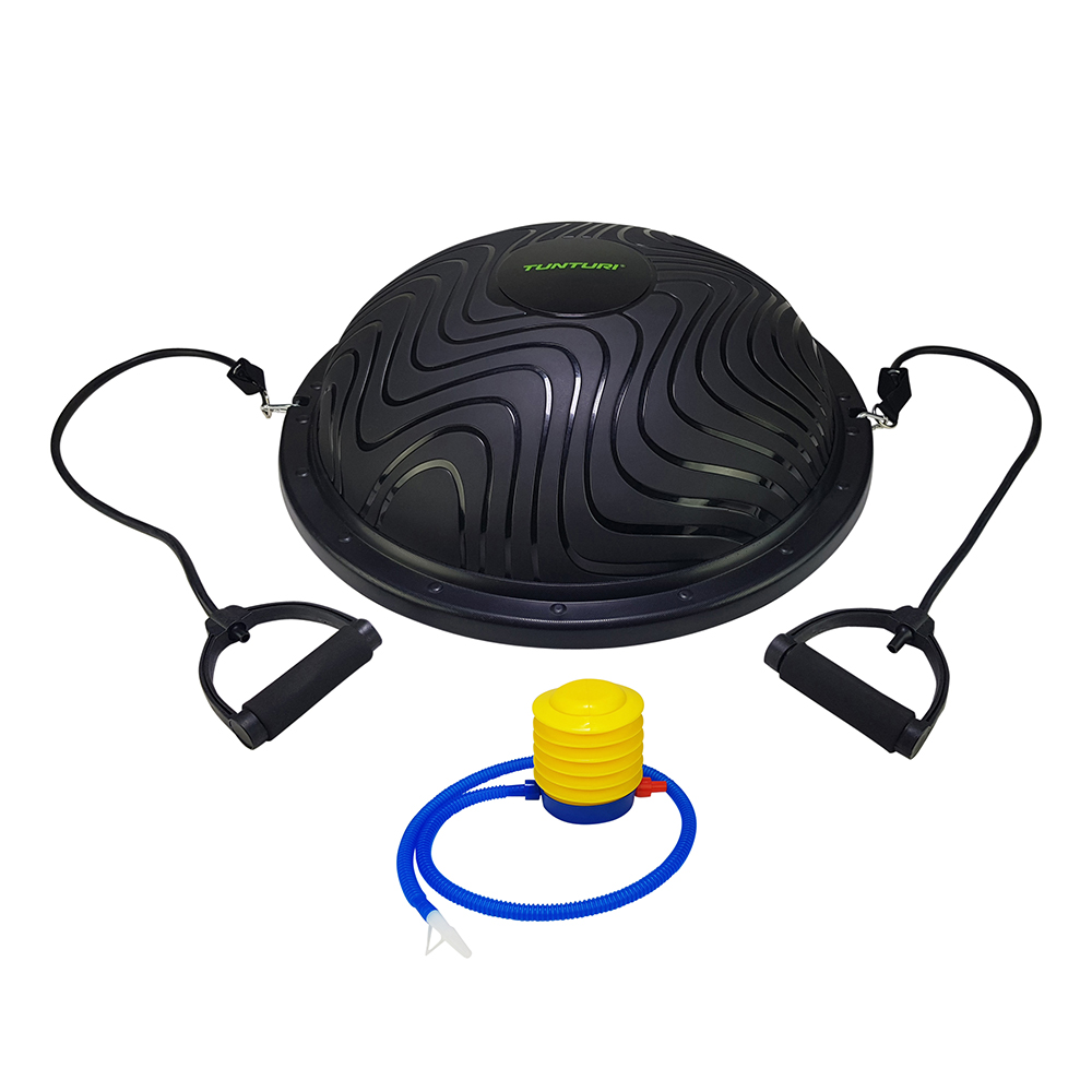 Tunturi Balanstrainer pro met handvatten - Balanskussen met resistance band set - Balansbal incl. meegeleverde voetpomp - incl.