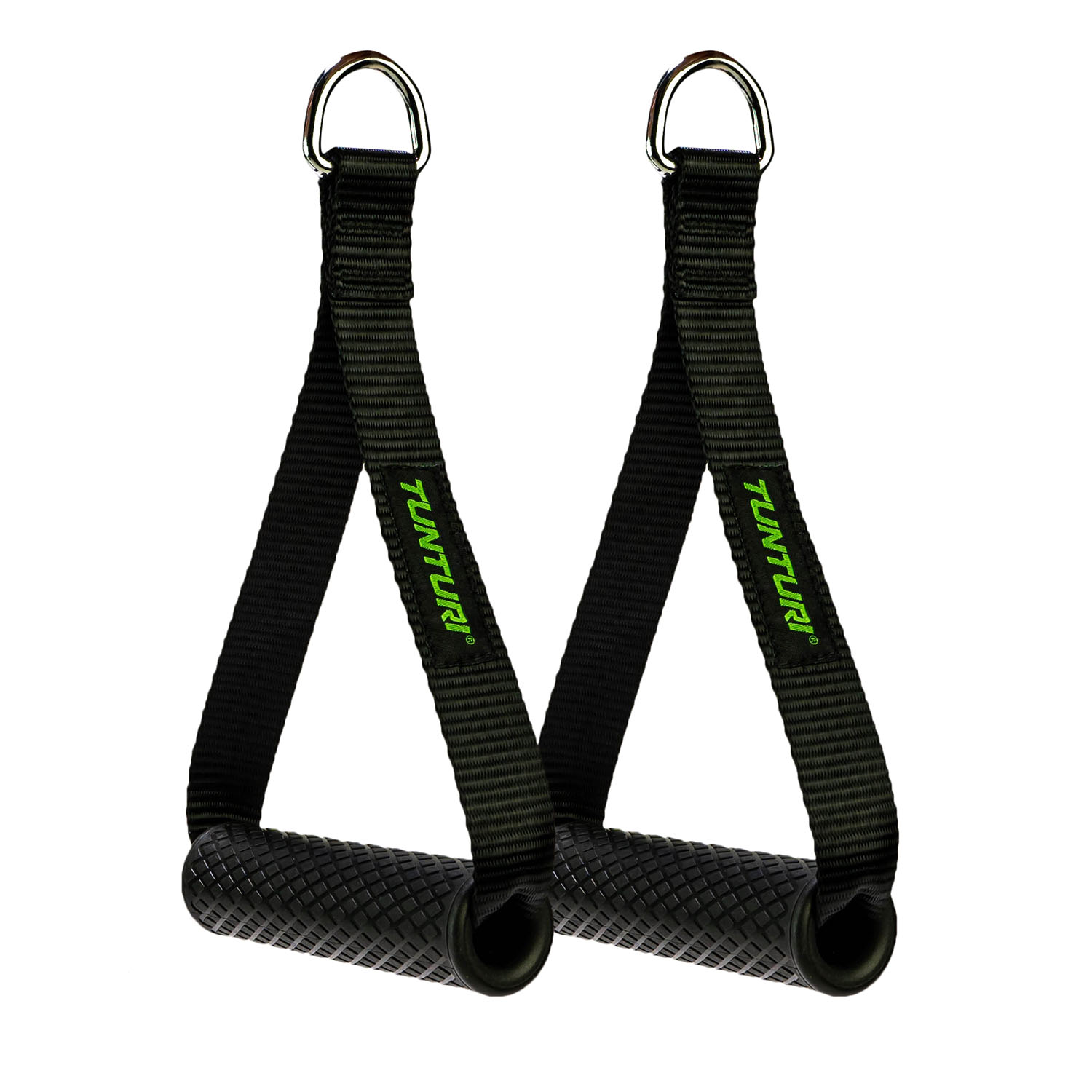 Tunturi Strap handle - cable handles met D-ring - per paar - Zwart