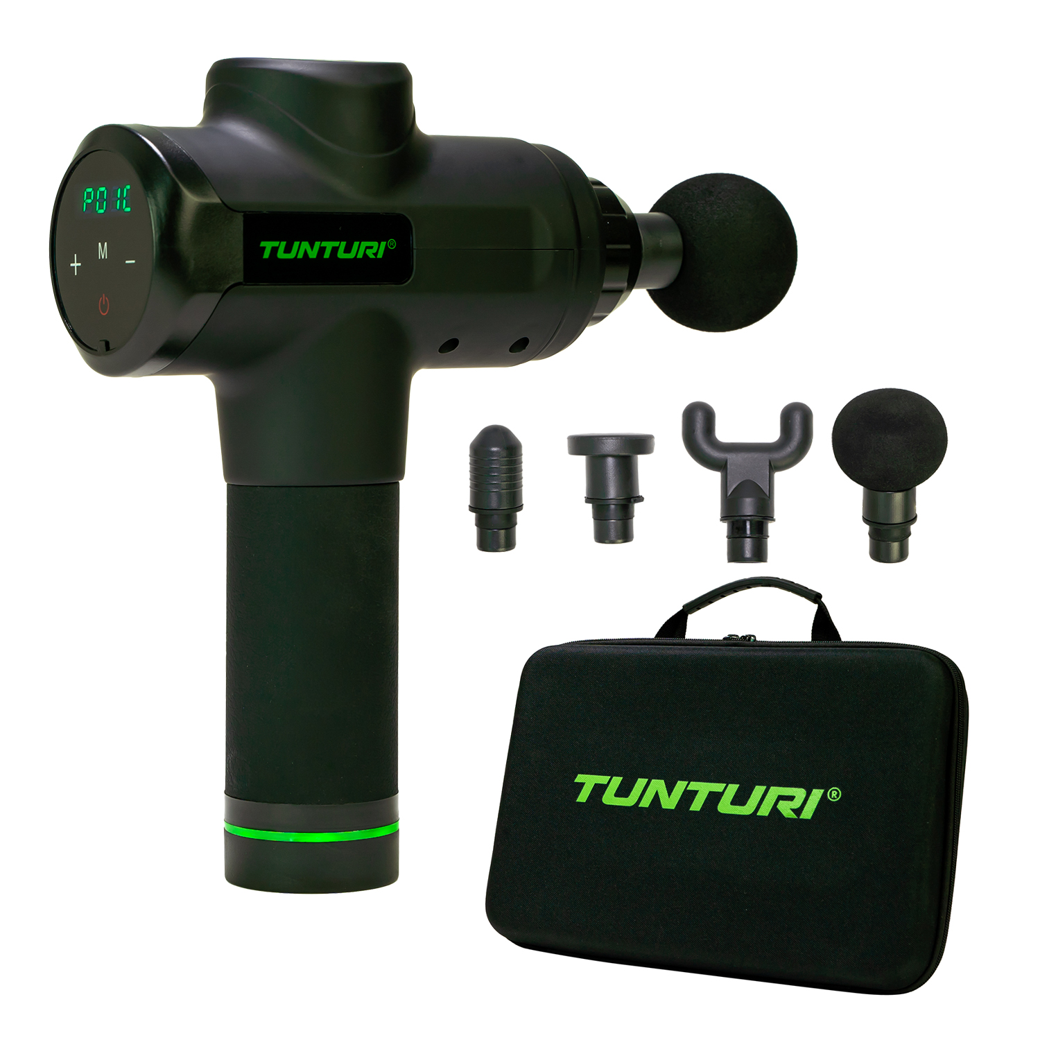 Tunturi Massage Gun incl. opzetstukken en koffer - Oplaadbaar massage apparaat - Massage pistool - Zwart